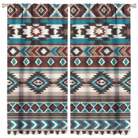 JESTRONRY Southwestern Pattern Curtains,Native American Boho Vintage Style Room Darkening Door Window Rod Pocket Curtain for Living Room Bedroom W42xL45in