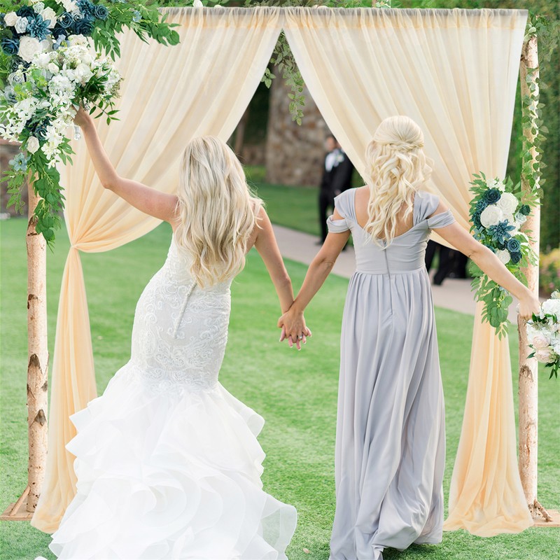 Backdrop Curtain Champagne 1.5x2.15m Yarn Durable Backdrop Drape for Wedding