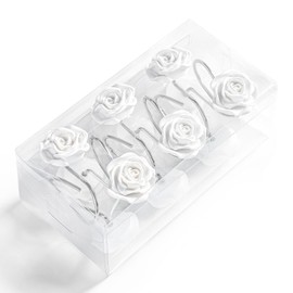 Litabel Rose Shower Curtain Hooks 12PCS,Rose Home Decorative Shower Curtain Hooks Metal Rustproof Cute Rose Flower Shower Hooks Rings Bathroom Shower Rods Curtains