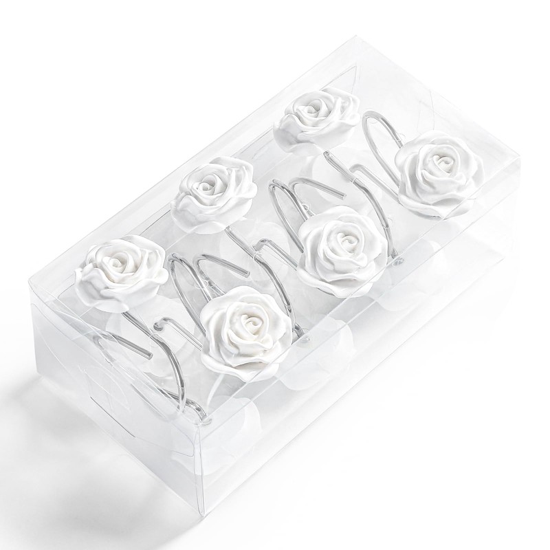 Litabel Rose Shower Curtain Hooks 12PCS,Rose Home Decorative Shower Curtain