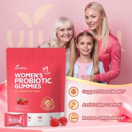 Women's Probiotic Gummies - Cranberry Flavor, 60 Vegan Gummies, 5 Billion CFU, Targeting Body Odor, Women's Health, & Body Balance, Healthcare, Fitness Supplement - Edible Edible Vitamin Healthy Nutrition