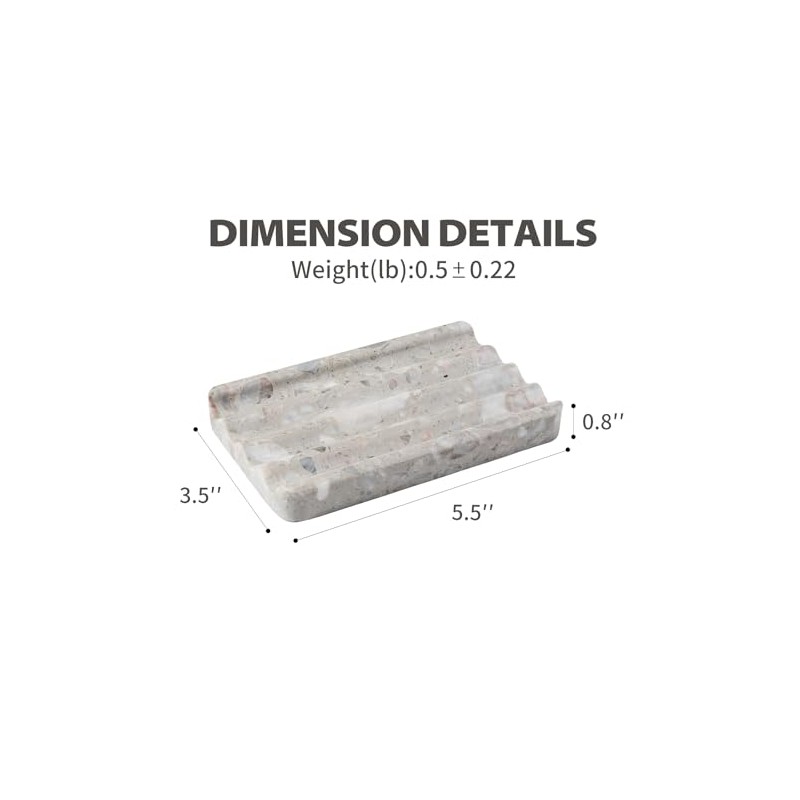 Karibiber - Jabonera de mármol gris para encimera de cocina,