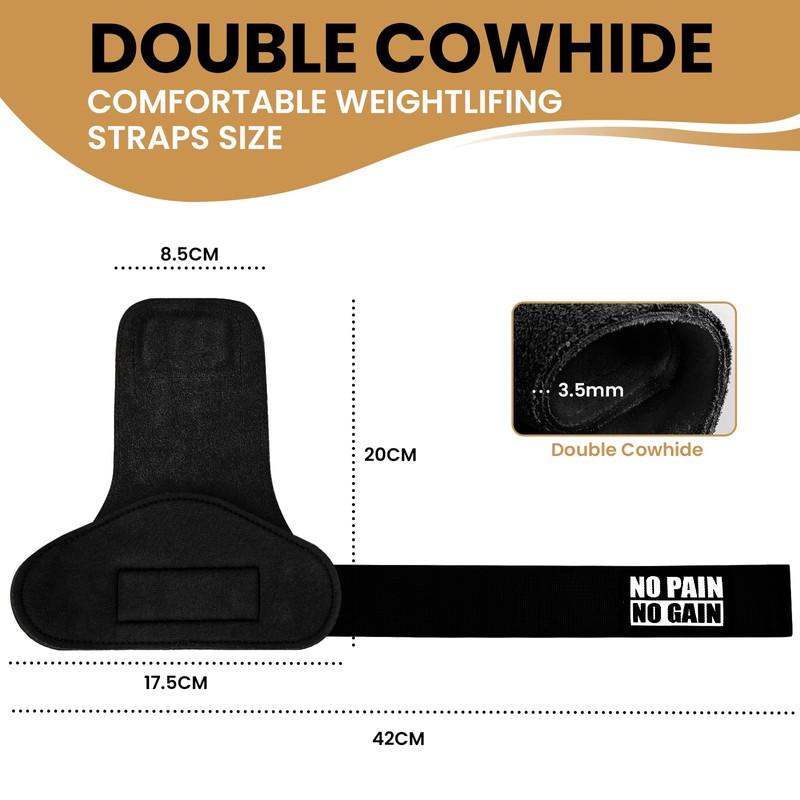 Weight Lifting Wrist Wraps Grip, Double Leather Weight Lifting Straps,