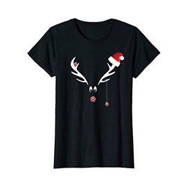 Ladies Rudolph Reindeer Christmas T-Shirt Gift Red Nose T-Shirt