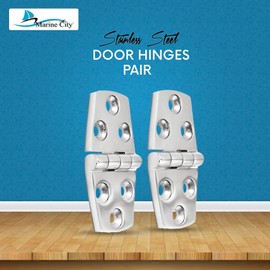 MARINE CITY Heavy Duty 316 Stainless Steel Polished Door Strap Hinges (1-1/2 × 3 Inches) for Boats – Kayaks – Yacht Doors – Peer Doors – Motor Box (Pack of 2)