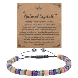 Mikovivi Inspirational Gift for Women, Colorful 7 Chakras Natural Stone Bracelet Adjustable Yoga Spiritual Crystal Beaded Bracelets Encouragement Jewelry for Women Men