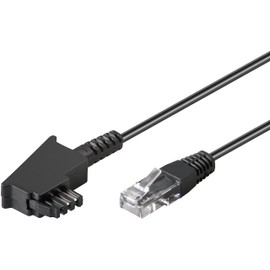 goobay 60660 router cable, telephone cable, connection cable for DSL/ADSL/VDSL, TAE-F plug to RJ45 plug (8P2C), black, 20 m