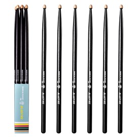6 sticks/3 pairs 5A Drumsticks(Black),Classic 5A Drum Sticks,Hickory Drumsticks with Acorn Tips,for Acoustic or Electronic Drum,Bluefire Drumstick,Weight Matched.Black color drumstick.Christmas Gift