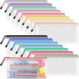 Umriox 16 Color Pencil Pouches Clear Zipper Bag Office Travel