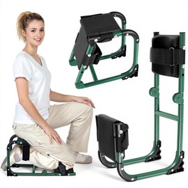 LemZodo Garden Kneeler and Seat, Ergonomic 2-in-1 Foldable Knee Seat, Gardening Stool with Soft Adjustable Kneeling Pad, Gardening Gifts for Women Mom Men Seniors