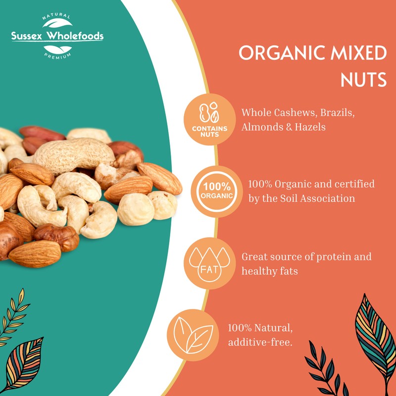 Sussex Wholefoods Organic Mixed Nuts 250g: Premium Blend for Snacking