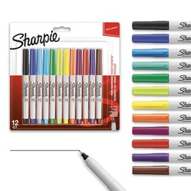 Sharpie 37175PP Marcadores permanentes 80's Glam de punta ultra fina, 12 marcadores de colores surtidos