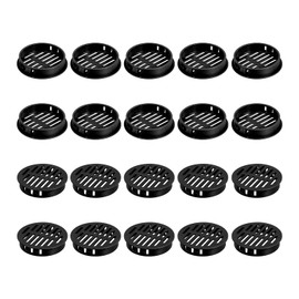 sourcing map 24Pcs 50mm/1.97" Circular Soffit Air Vents, Plastic Soffit Vent Cover, Round Mesh Hole Louver for Bathroom Kitchen Cabinet Wardrobe, Black