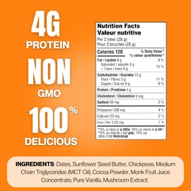 Chickpea Snack Bites Chocolate Brownie, 1-Pack, 140g bags with 10 Functional Bites each | Plant-based & Vegan, All Natural, Non-GMO, Gluten Free, Soy Free, No Added Sugar