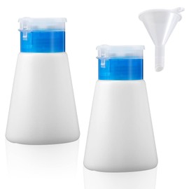 Funalix Dispenser Pumpflasche,2 Stück Kunststoff Push Down Leere Reiniger Flasche mit 1 Dispensier Trichter,Flüssiger Flaschen Behälter für Entferner Nagellackentferner(180ml)