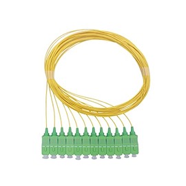 Elfcam® - Fibre Optic Pigtail Set Single Mode OS2 with Plug Type SC/APC, Consists of 12 Individual Fibre Optic Pigtails, Yellow
