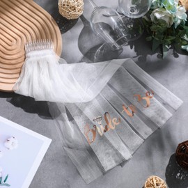 TIutmivo Bridal Veil, Future Bride Veil, Hen Party Accessories, Bride JGA Headband Tiara, for Stag Night and Jga Decoration (Rose Gold)