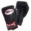 Twins ボクシンググローブ(ひも式) 本革製 8オンス ブラック
