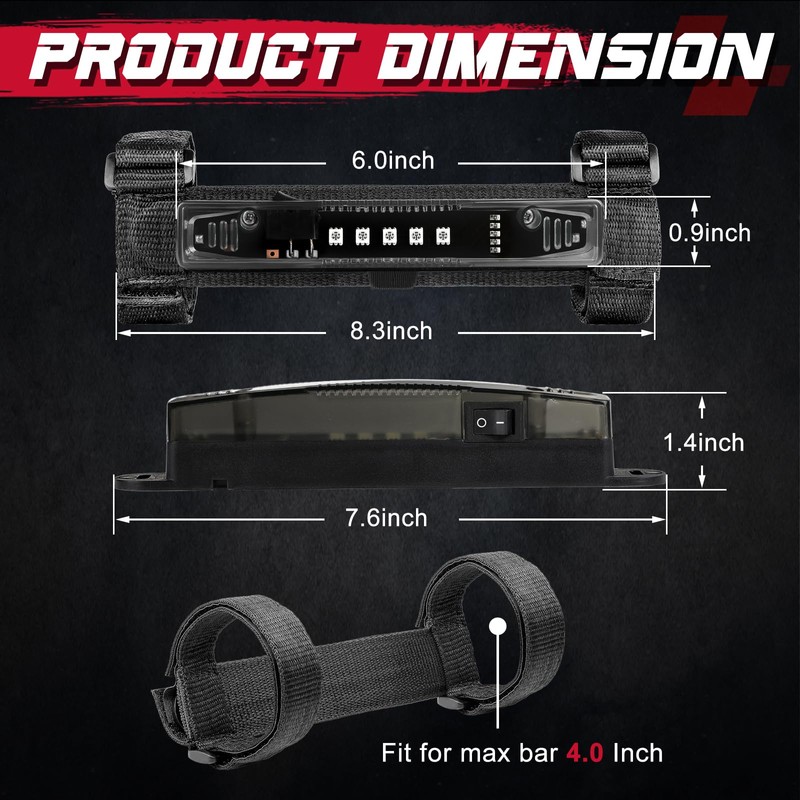 OFFROADTOWN LED Dome Light Universal Roll Bar Mount UTV Dome