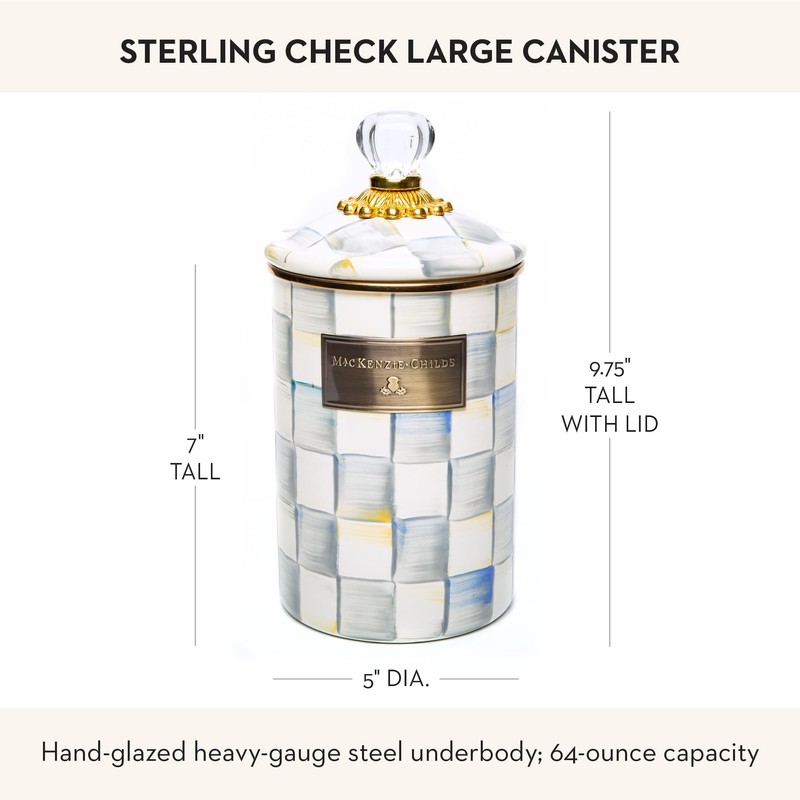 MACKENZIE-CHILDS Large Enamel Canister, Kitchen Storage Container for Flour and