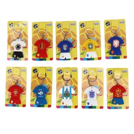 10PCS Football Keychain World Cup National Team Jersey Designed PVC Ornament Key Chain for Decorations Fan
