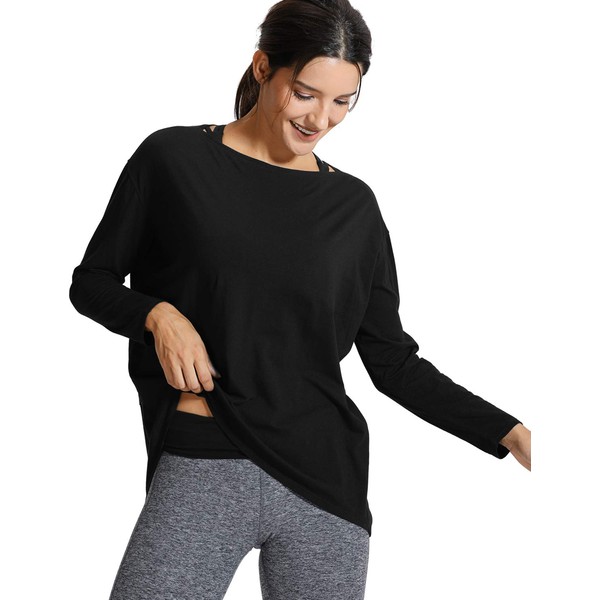 CRZ YOGA Pima Cotton Long Sleeve Workout Shirts for Women