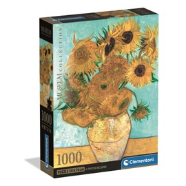 Clementoni Puzzle Museum Sunflower 1000 Pieces, Compact Box - Puzzle for Adults 14-99 Years, Gift for Men and Women, Made in Italy, 39966