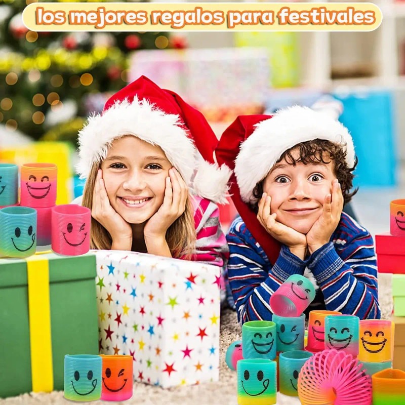 36 Pzs De Juguetes De Resorte Arcoíris Surtidos De Plástico
