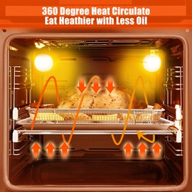 3 Pack Air Fryer Basket for Oven, Large Air Fryer Basket and Tray Stainless Steel Oven Air Fryer Pan Rack for Cooking Baking and Broiling,Extra Large & Large &Medium