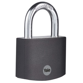 Yale - YE3B/50/126/1/BK Standard Security 50mm Aluminium Padlock - Black - Open Hardened Steel shackle - 3 keys