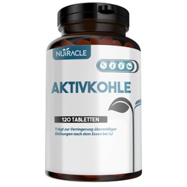 Nutracle Activated Carbon 120 Tablets 500 mg - Vegetable Activated Carbon to Reduce Excessive Bloating After Eating