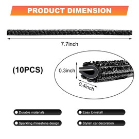 SHMZK Bling Car Vent Outlet Trim, Rhinestone Shiny Auto Air Conditioner Decorative Strip, Waterproof Bendable Diamond Seal Strip Line Car Decor for Straight Air Conditioning Outlet (Black)