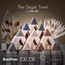 The Degrē Trivet (Indigo Wash, Set of 3) by LINE+ARC. Potholder, 10mm Thick & Heat Resistant to 500F. 100% Food-Grade Silicone, Dishwasher Safe, Stain-Resistant. Modern Geometric Mid Century…