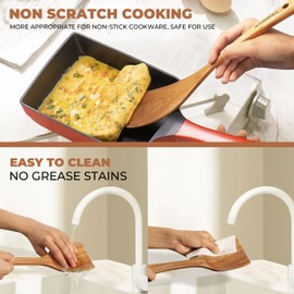 WARMKEY Acacia Wood Kitchen Utensil Set 9PC - Natural Wooden Cooking Tools for Nonstick Pans&Stir Frying, Scratch-Proof & Heat Resistant, Sturdy & Lightweight with Spoon Rest(Spatula/Spoon/Salad Fork)