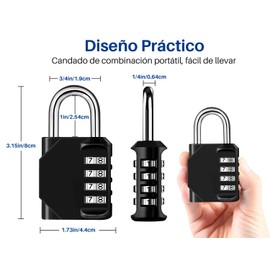 Mythco 2PCS Candados de Combinación 4 Dígitos Mini Locker Exterior Candado Impermeable para Armario del Gimnasio de la Escuela, Casillero Deportivo, Valla, Caja de Herramientas, Puerta
