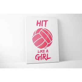 Damdekoli Hit Like A Girl Volleyball Canvas - Girls Room - Team (18 X 24 Inches)
