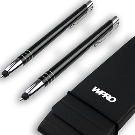 WPRO Toccara | Set of 2 | Ballpoint Pen & Input Pen 2-in-1 | Smartphone & Tablet | Thin 3D Touch Screen Stylus Pen Tip | Touch Pen | Black Premium