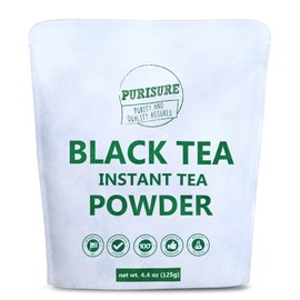 Purisure Instant Black Tea Powder, 125g, 100% Pure Unsweetened Black Tea Powder Dissolves Instantly, Convenient Naturally Caffeinated Black Tea, Delicious Hot or Cold, 125 servings
