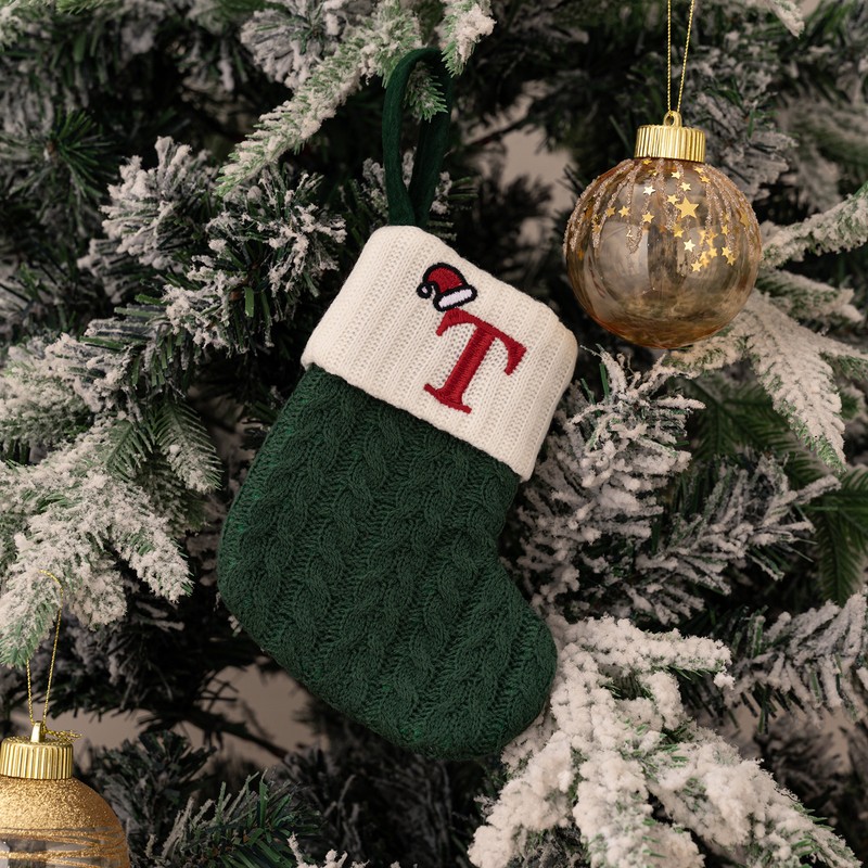 Christmas Stocking – Green A-Z Letter Hanging Christmas Stockings, Christmas