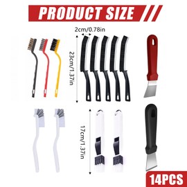 14 Stück Fugenbürste Hartborsten Fugenbürste Spaltreinigungsbürste Mini Drahtbürsten Schaber Eckenreinigungsbürste für die Reinigung von Rost, Fliesenböden, Badezimmer,Küche