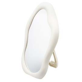 TBWHL Cloud-Shaped Table Desk Vanity Makeup Mirror Portable Folding Travel Make Up Mirror for Standing Hanging Handheld Mirror, 7X10 Inch Abs Plastic Desk Mirror for Makeup or Shower, Compact (White)