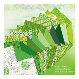 Ursus 22825599 - Designpapier Jade, 50 Blatt in 10 verschiedenen Motiven, ca. 15 x 15 cm, 100 g/qm, beidseitig bedruckt, ideal zum Falten von kreativen Origami Tieren