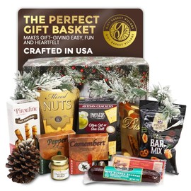 Gift Basket Village - Holiday Homecoming Snack Basket with Sausage, Cheese, Mustard, Nuts & Sweets, Perfect for Gatherings, Christmas, Thanksgiving, Crafted in the USA, Large Size - Pack of 1