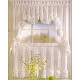 United Cortina Encaje Guirnaldas de Viena, 54 por 38-Inch, Natural, Conjunto de 2