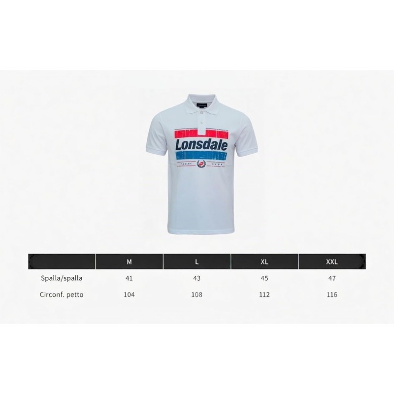 Lonsdale Polo Uomo Manica Corta Cotone Piquet - Polo Uomo
