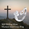 Mustard Seed Cross Ring 925 Sterling Silver Opal Mustard Seed
