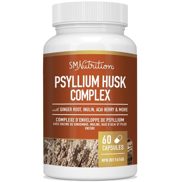 Psyllium Husk Capsules | Premium Soluble Fibre Supplement | Psyllium Fiber Pills With 10 Herbs | Psyllium Powder Stool Softener & Constipation Relief for Adults | Vegan, Gluten-Free | 60 Ct.