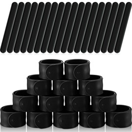 Vinsot 30 Pcs Silicone Slap Bracelets Gift for Kids DIY Slap Bands Party Favor Soft Blank Snap Wristbands Bulk for School Craft Project Painting Classroom Prizes Birthday Wedding(Black)
