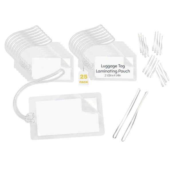 1InTheOffice Clear Laminating Pouch with Loop Attachment, Luggage Tag Style