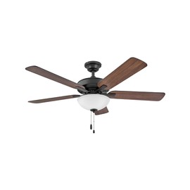 Hinkley Metro Illuminated 52 Inch Low Profile Ceiling Fan with Light (LED) - Indoor Ceiling Fan with Dual Mount for Bedroom, Kitchen, Living Room - Wood Ceiling Fan with Reversible Blades, Matte Black